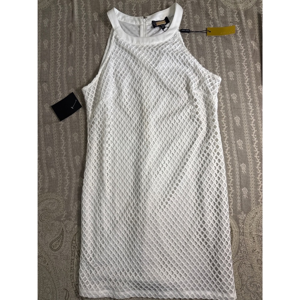 Alexia Admor Womens White Mesh Halter Mini Shift Dress D2907 NWT Size M
